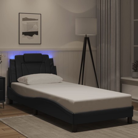vidaXL Giroletto con Luci LED Nero 90x200 cm in Similpelle