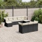 vidaXL Set Divani da Giardino 10pz con Cuscini in Polyrattan Nero vidaXL Set Divani da Giardino 10pz con Cuscini in Polyrattan Nero