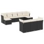 vidaXL Set Divani da Giardino 10pz con Cuscini in Polyrattan Nero vidaXL Set Divani da Giardino 10pz con Cuscini in Polyrattan Nero