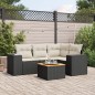 vidaXL Set Divani da Giardino 5 pz con Cuscini in Polyrattan Nero vidaXL Set Divani da Giardino 5 pz con Cuscini in Polyrattan Nero