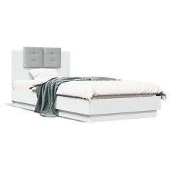 vidaXL Giroletto con Testiera Bianco 90x200 cm in Legno Multistrato
