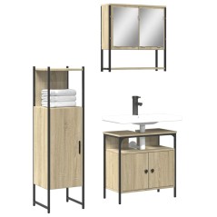 vidaXL Set Mobili da Bagno 3 pz Rovere Sonoma in Legno Multistrato
