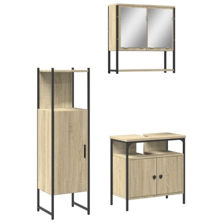 vidaXL Set Mobili da Bagno 3 pz Rovere Sonoma in Legno Multistrato