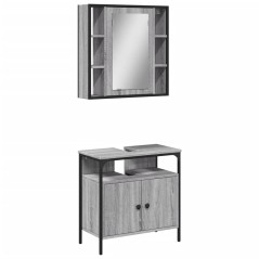 vidaXL Set Mobili da Bagno 2 pz Grigio Sonoma in Legno Multistrato