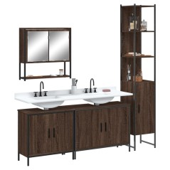 vidaXL Set Mobili da Bagno 4 pz Rovere Marrone in Legno Multistrato