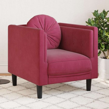 vidaXL Poltrona con Cuscino Rosso Vino in Velluto