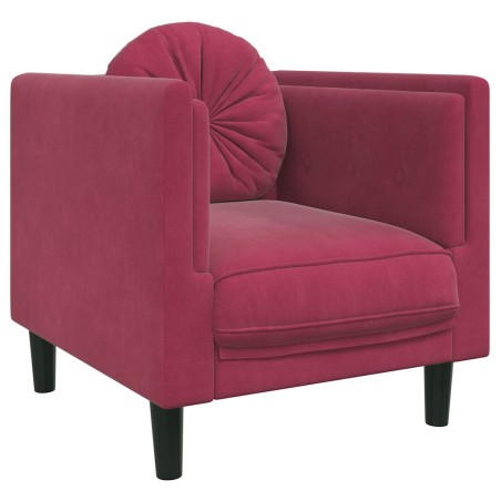 vidaXL Poltrona con Cuscino Rosso Vino in Velluto