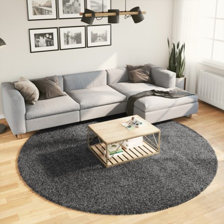 vidaXL Tappeto OVIEDO a Pelo Corto Antracite Ø 240 cm