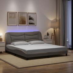 vidaXL Giroletto con LED senza Materasso Tortora 180x200 cm in Tessuto