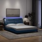 vidaXL Giroletto con LED senza Materasso Blu 160x200 cm in Tessuto