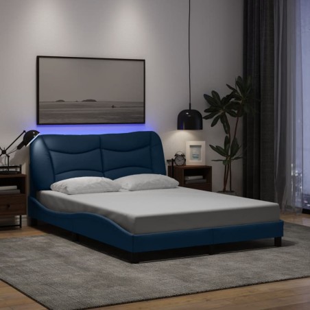 vidaXL Giroletto con LED senza Materasso Blu 140x190 cm in Tessuto