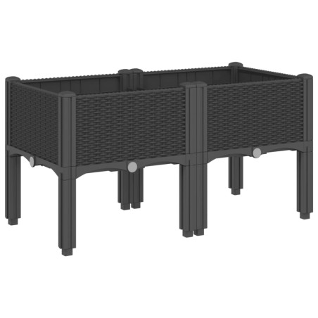 vidaXL Fioriera da Giardino con Gambe Nera 80x40x42 cm in PP