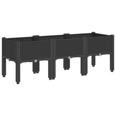 vidaXL Fioriera da Giardino con Gambe Nera 120x40x42 cm in PP