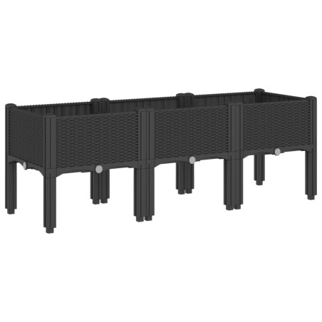 vidaXL Fioriera da Giardino con Gambe Nera 120x40x42 cm in PP