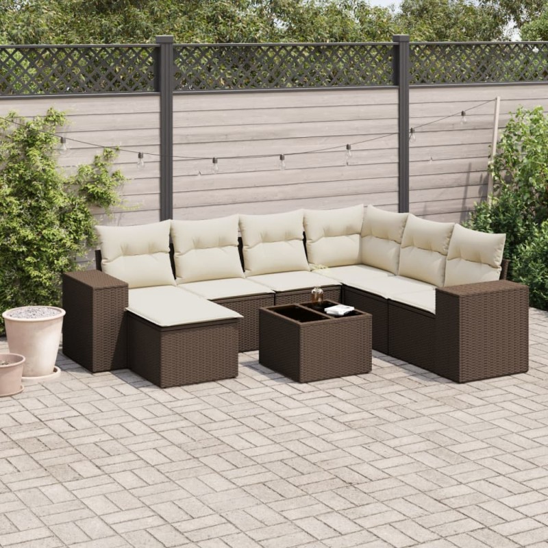vidaXL Set Divani da Giardino 8 pz con Cuscini Marrone in Polyrattan vidaXL Set Divani da Giardino 8 pz con Cuscini Marrone in Polyrattan