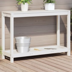 vidaXL Tavolo Invaso con Ripiano Bianco 108x35x75 cm Massello Pino