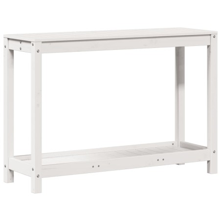 vidaXL Tavolo Invaso con Ripiano Bianco 108x35x75 cm Massello Pino