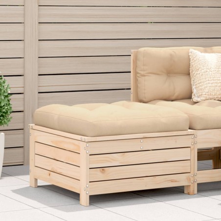 vidaXL Poggiapiedi da Giardino con Cuscino in Legno Massello di Pino