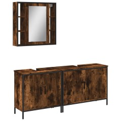 vidaXL Set Mobili da Bagno 3 pz Rovere Fumo in Legno Multistrato
