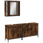 vidaXL Set Mobili da Bagno 3 pz Rovere Fumo in Legno Multistrato