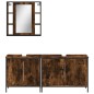 vidaXL Set Mobili da Bagno 3 pz Rovere Fumo in Legno Multistrato