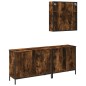 vidaXL Set Mobili da Bagno 3 pz Rovere Fumo in Legno Multistrato