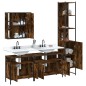 vidaXL Set Mobili da Bagno 4 pz Rovere Fumo in Legno Multistrato vidaXL Set Mobili da Bagno 4 pz Rovere Fumo in Legno Multistrato