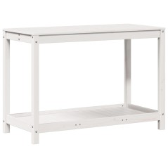 vidaXL Tavolo Invaso con Ripiano Bianco 108x50x75 cm Massello Pino