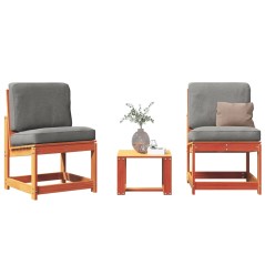 vidaXL Set Salotto da Giardino 3 pz Marrone Cera Legno Massello Pino