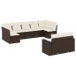 vidaXL Set Divani da Giardino 9pz con Cuscini Marrone in Polyrattan