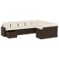 vidaXL Set Divani da Giardino 10pz con Cuscini in Polyrattan Marrone