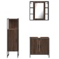 vidaXL Set Mobili da Bagno 3 pz Rovere Marrone in Legno Multistrato