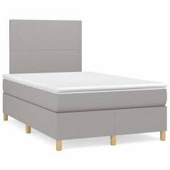 vidaXL Letto a Molle Materasso e LED Grigio Chiaro 120x190 cm Tessuto