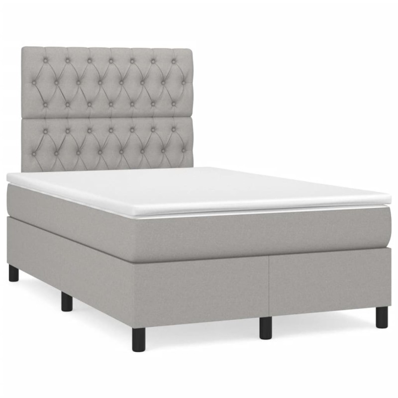 vidaXL Letto a Molle Materasso e LED Grigio Chiaro 120x190 cm Tessuto vidaXL Letto a Molle Materasso e LED Grigio Chiaro 120x190 cm Tessuto