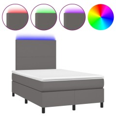 vidaXL Giroletto Molle con Materasso e LED Grigio 120x190cm Similpelle