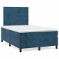 vidaXL Letto a Molle Materasso e LED Blu Scuro 120x190 cm in Velluto