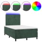 vidaXL Letto a Molle con Materasso e LED Verde Scuro 120x190cm Velluto vidaXL Letto a Molle con Materasso e LED Verde Scuro 120x190cm Velluto