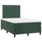 vidaXL Letto a Molle con Materasso e LED Verde Scuro 120x190cm Velluto vidaXL Letto a Molle con Materasso e LED Verde Scuro 120x190cm Velluto