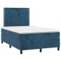 vidaXL Letto a Molle Materasso e LED Blu Scuro 120x190 cm in Velluto