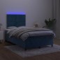 vidaXL Letto a Molle Materasso e LED Blu Scuro 120x190 cm in Velluto