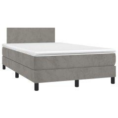 vidaXL Letto a Molle Materasso e LED Grigio Chiaro 120x190 cm Velluto