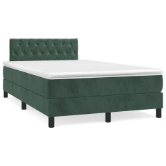 vidaXL Letto a Molle con Materasso e LED Verde Scuro 120x190cm Velluto