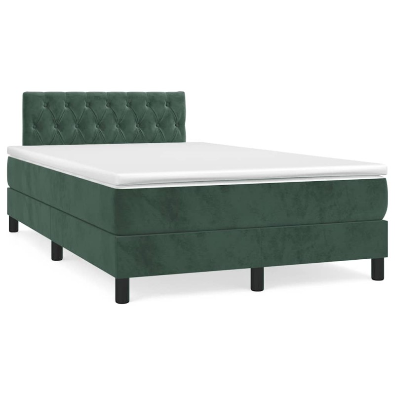 vidaXL Letto a Molle con Materasso e LED Verde Scuro 120x190cm Velluto