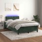vidaXL Letto a Molle con Materasso e LED Verde Scuro 120x190cm Velluto
