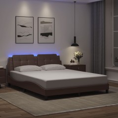 vidaXL Giroletto con Luci LED Marrone 160x200 cm in Similpelle