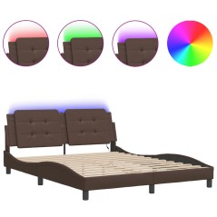 vidaXL Giroletto con Luci LED Marrone 160x200 cm in Similpelle
