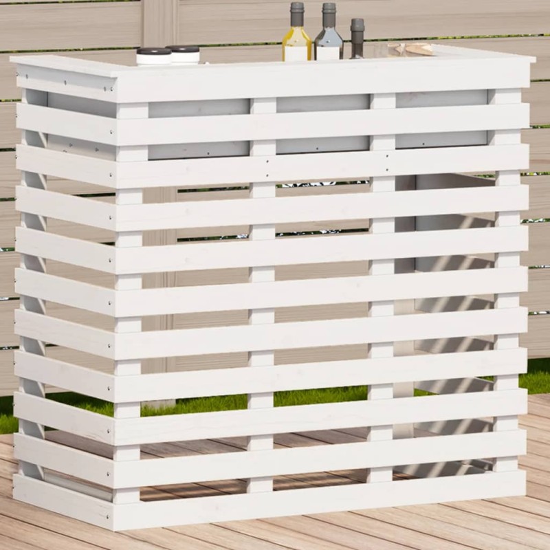 vidaXL Tavolo Bar da Esterno Bianco 113,5x50x103cm Legno Massello Pino vidaXL Tavolo Bar da Esterno Bianco 113,5x50x103cm Legno Massello Pino