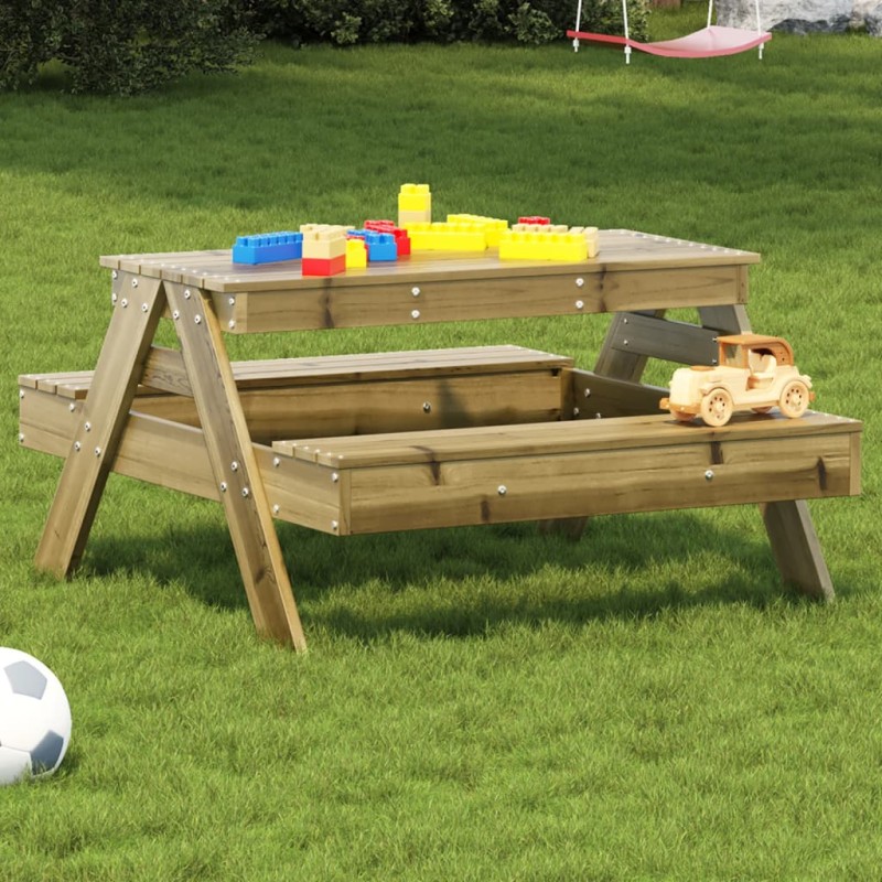 vidaXL Tavolo da Picnic per Bambini 88x97x52 cm Legno Impregnato Pino vidaXL Tavolo da Picnic per Bambini 88x97x52 cm Legno Impregnato Pino
