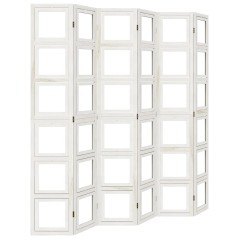 vidaXL Divisorio Ambienti 6Pannelli Bianco Legno Massello di Paulownia