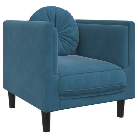 vidaXL Poltrona con Cuscino Blu in Velluto